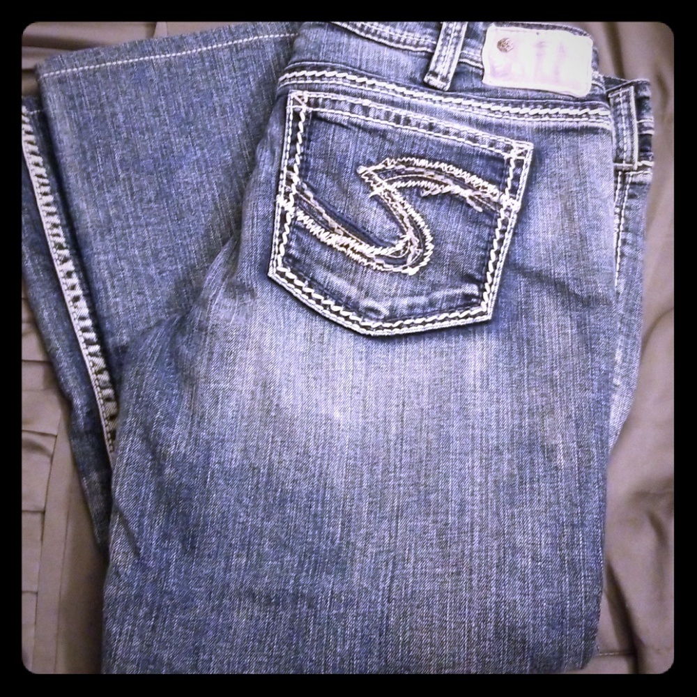 Silver crop jeans